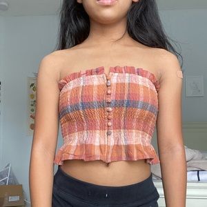plaid american eagle tube top